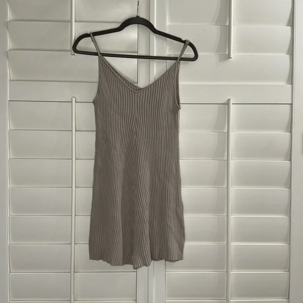 Miou Muse Ribbed Knitted Romper Gray